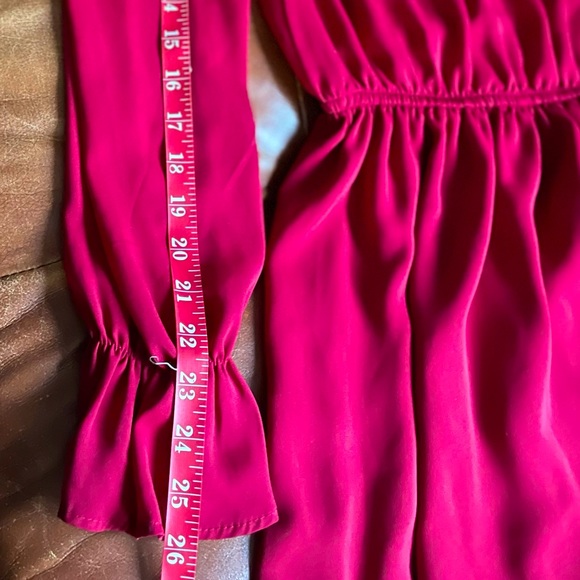 Bright Red Beautiful Dress Midi with Long Sleeves Detail on the Front - Picture 16 of 16